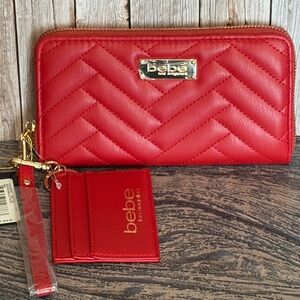 Bebe Vibrant Red Sophia Wallet with Credit Card Holder